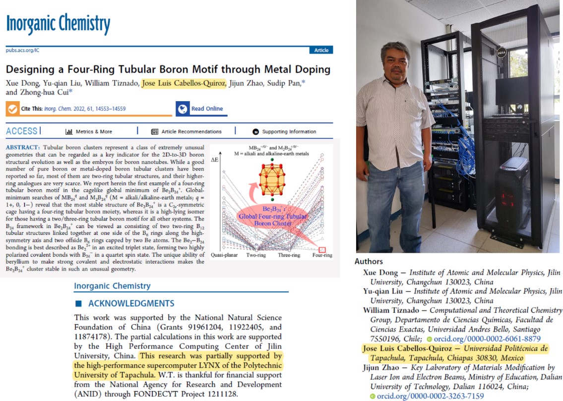 Artículo “Designing a Four-Ring Tubular Boron Motif through Metal Doping”