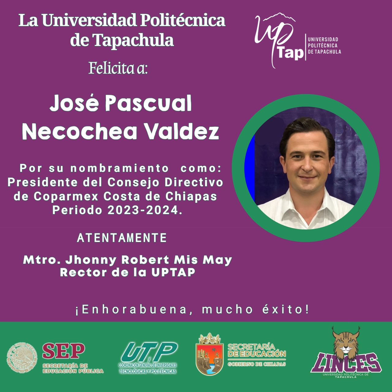 La UPTAP Felicita a José Pascual Necochea Valdez